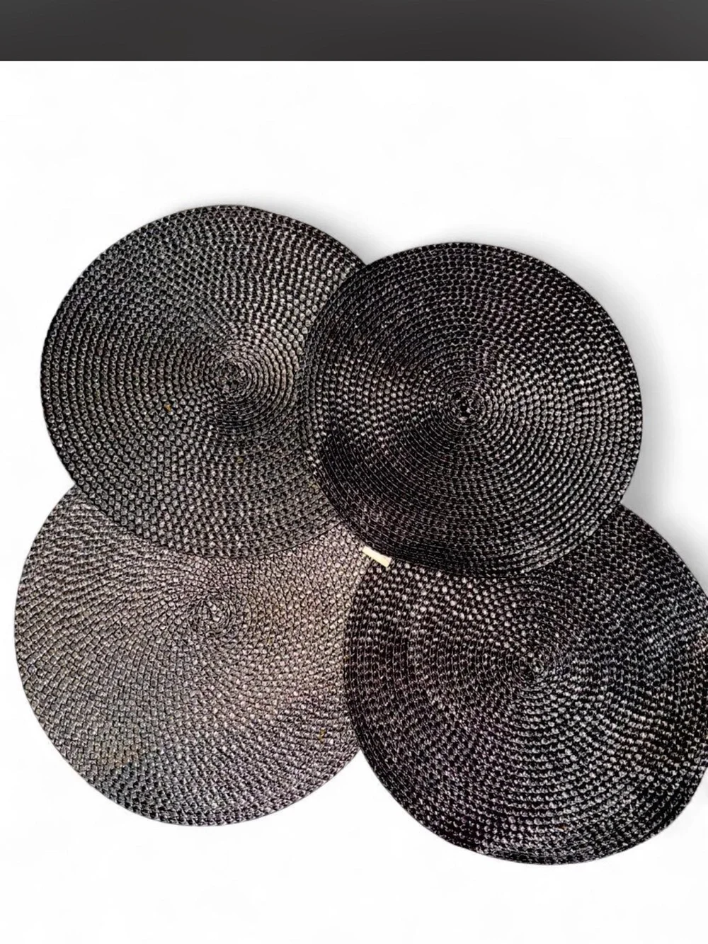 Metallic grey set of 4 Woven Round Placemat Set - Women Accessories